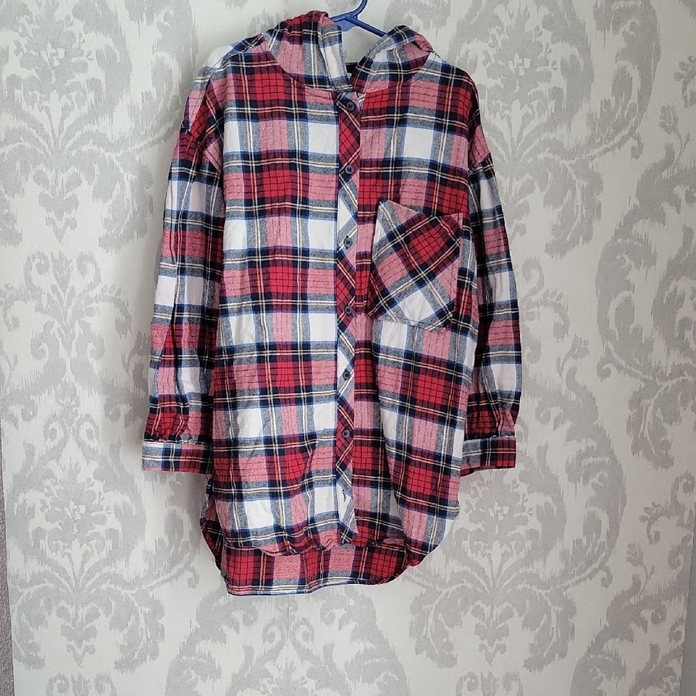 Zara Kids Red and Blue Plaid Button-Up Shirt